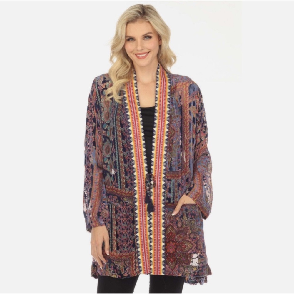 Johnny Was Multicolor Paisley Kimono - Picture 6 of 16